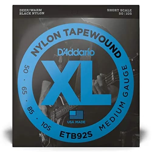 D'Addario ETB92S Tapewound Bass Strings | Short Scale, 50-105 Gauge, Black Nylon thumbnail 2