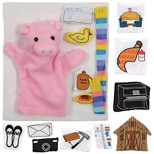 Constructive Playthings "If You Give A Pig a Pancake" 16 pc. Puppet & Props Set for Ages 2+ | Classic Storytelling Tool thumbnail 1