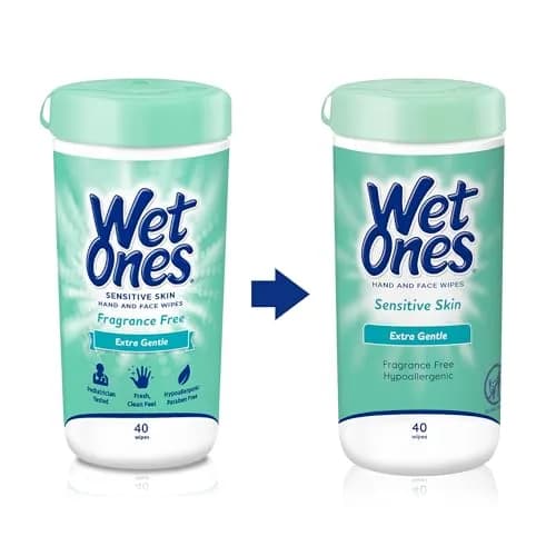 Wet Ones Sensitive Skin Hand & Face Wipes Unscented 40 ct (240 ct Total) | Hypoallergenic & Pediatrician Tested thumbnail 6