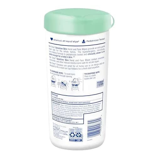 Wet Ones Sensitive Skin Hand & Face Wipes Unscented 40 ct (240 ct Total) | Hypoallergenic & Pediatrician Tested thumbnail 7
