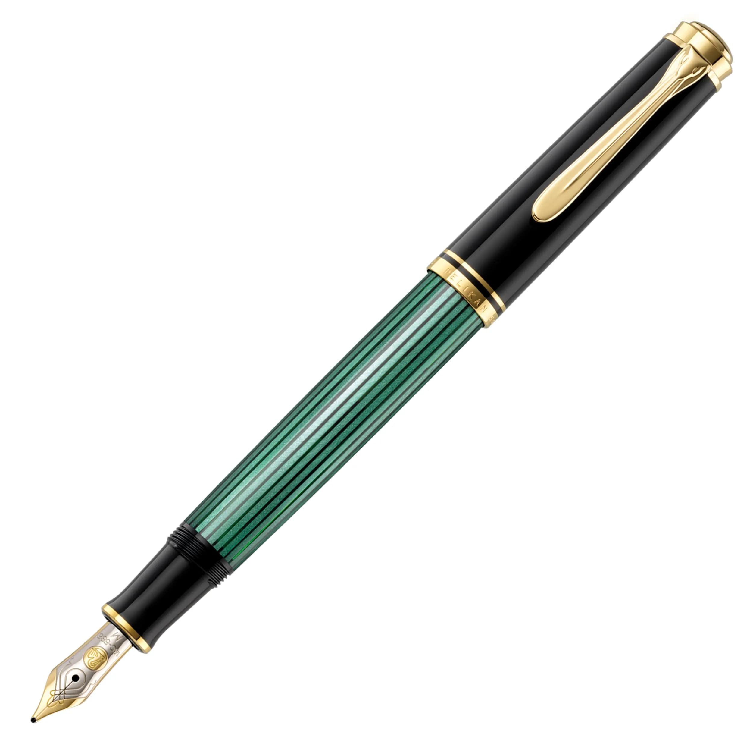 Pelikan Souverän M600 Fountain Pen, Extra-Fine Nib, Black/Green, 1 Count (Pack of 1) | Smooth Ink Flow — Black/Green