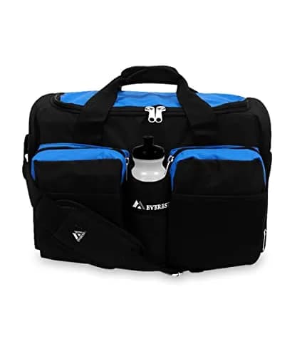 Everest Gym Bag with Wet Pocket, Royal Blue | Durable 600D Polyester, 32L Capacity, Unisex thumbnail 3