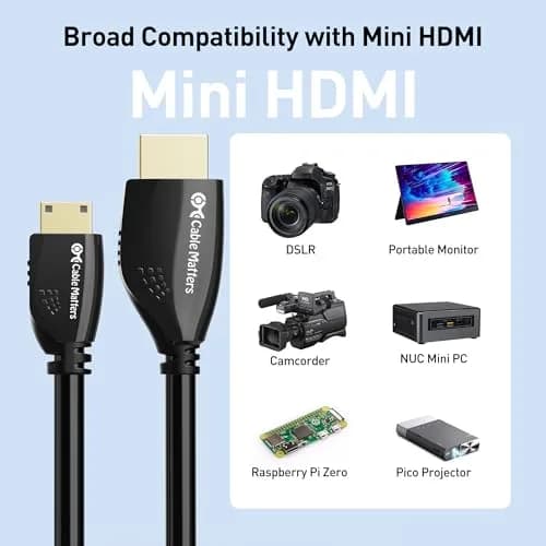 Cable Matters High-Speed Long 4K Mini HDMI to HDMI Cable, 2.5m (8.2ft) | Connects Tablets, DSLRs to TVs thumbnail 6