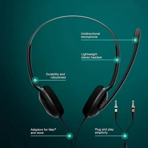 EPOS PC 3 Headset Wired On-Ear Noise Cancelling Microphone Lightweight Stereo thumbnail 2