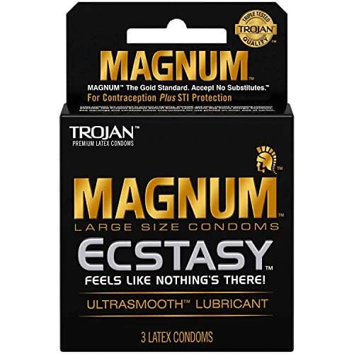 Trojan Magnum Ecstasy Large Size Condom 3 Count | Extra Large, Lubricated, USA Import thumbnail 1