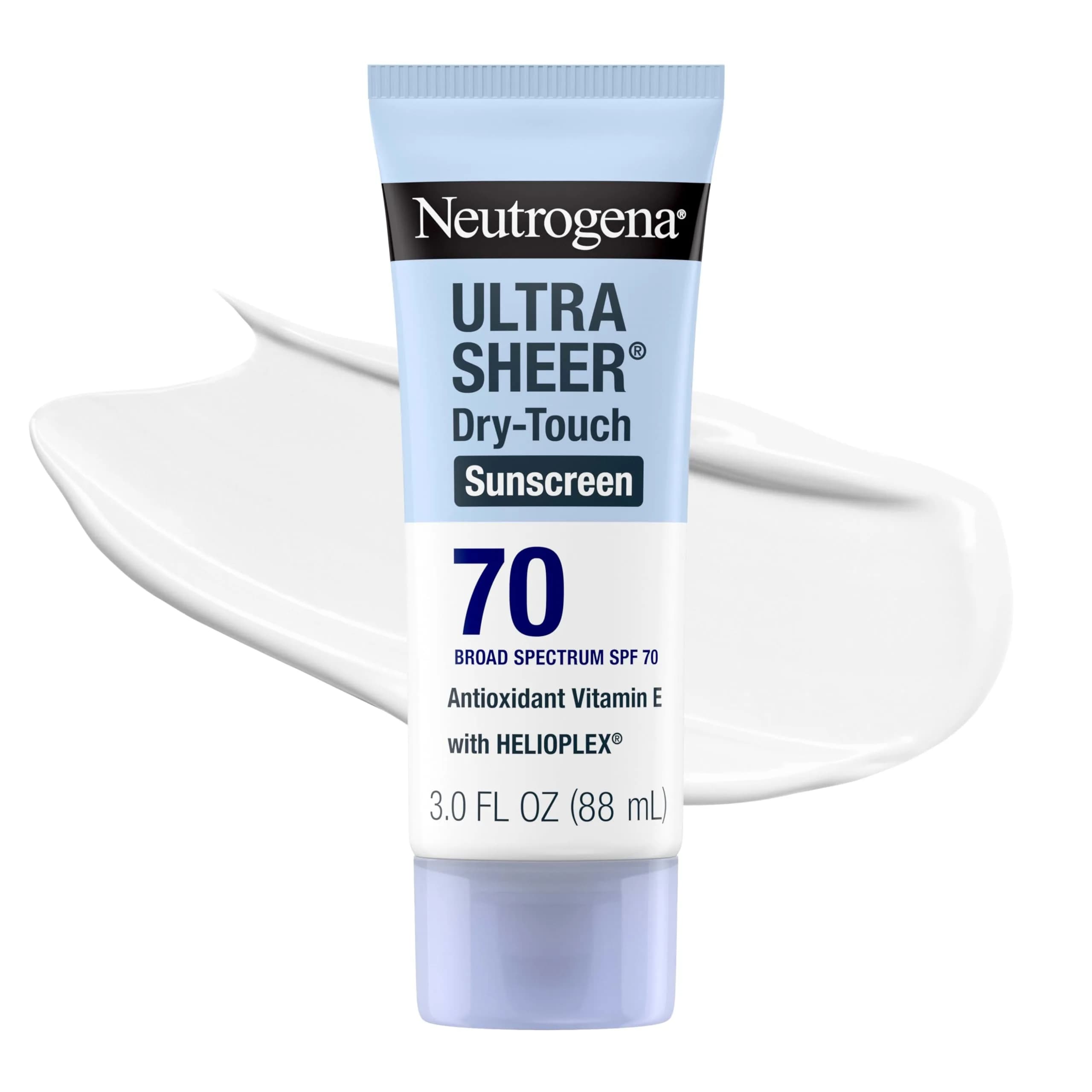 Neutrogena Ultra Sheer Dry-Touch Sunscreen Lotion SPF 70 88ml (3 fl. oz) | Dermatologist Recommended Broad Spectrum Protection — 3 Ounce