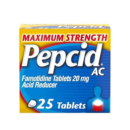 Pepcid AC Maximum Strength Tablets, 20mg Famotidine, 25 Count | Fast-Acting Heartburn Relief thumbnail 1