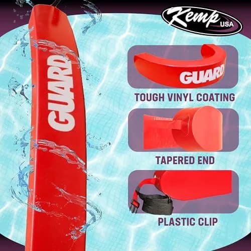 Kemp USA 40-Inch Lifeguard Rescue Tube Red with Reinforced Strap and Reach Assist Loop | Professional Water Safety Flotation Device thumbnail 3