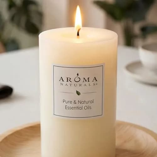 Aroma Naturals Orange, Clove & Cinnamon Pillar Candle 6.35cm x 10.16cm | Natural Essential Oil Scented thumbnail 4