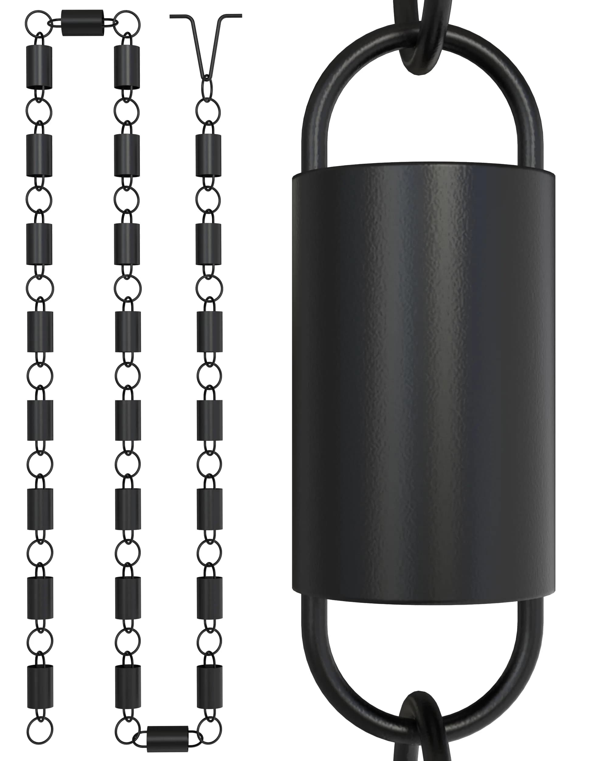 Rain Chains Direct Square Link Rain Chain 2.59 m (8.5 FT) | Durable Black Powder-Coated Aluminum — Black Channel Link 8.5 ft