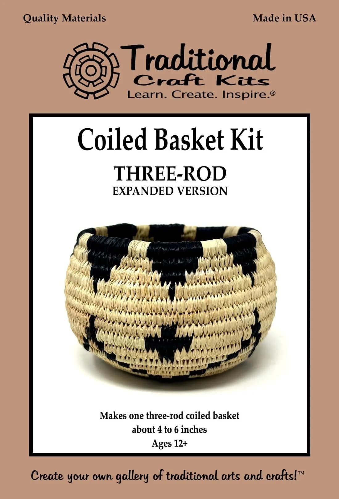 Traditional Craft Kits Coiled Basket Weaving Kit Expanded Version 156 g (5.5 oz) | Intermediate Craft Project with Raffia, Fiber Rush, and Needles - main product image