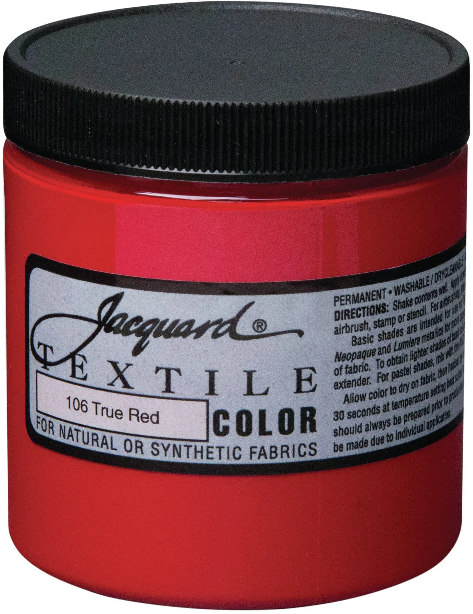 Jacquard Textile Paint Black 236ml (8 Fl Oz) | Permanent Fabric Color for All Fibers — True Red / 8 Ounce