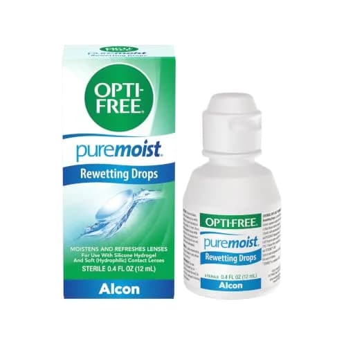 Opti-Free Puremoist Contact Lens Rewetting Drops 12 mL (0.4 Fl Oz) | for All Soft Lenses thumbnail 1