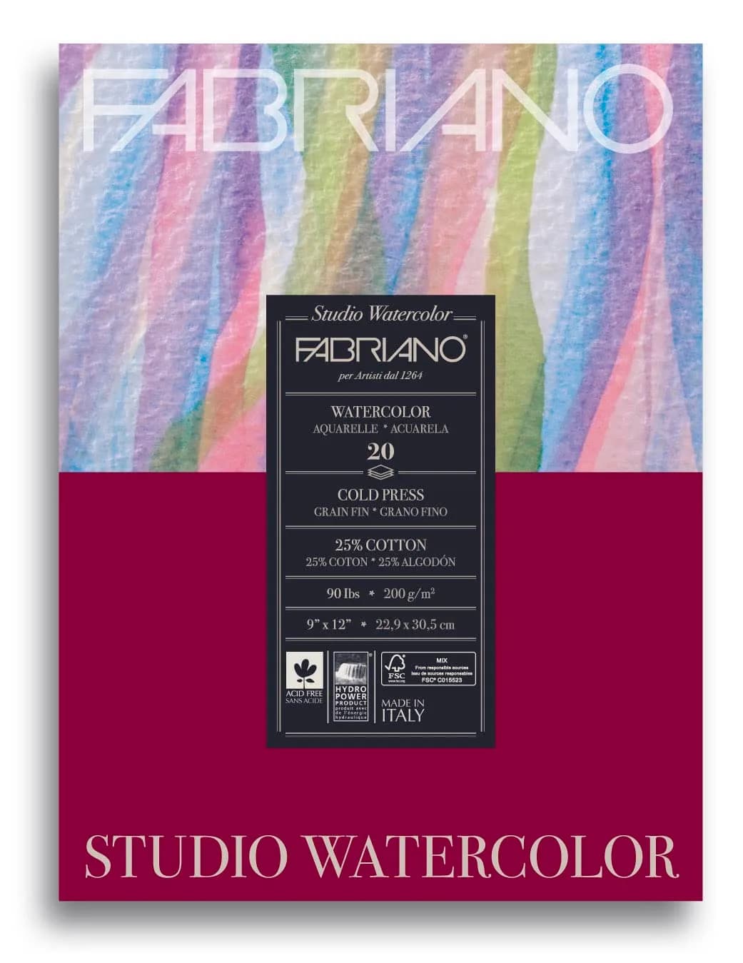 Fabriano Studio Watercolor Pad Cold-Press 25ml (0.811 Fl Oz) | Acid-Free Paper for Artists — 25ml Size