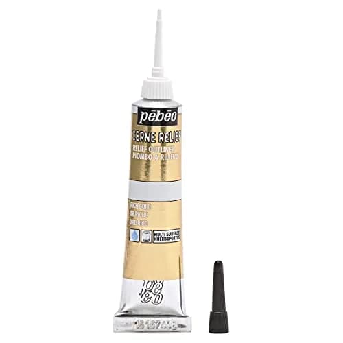 Pebeo Vitrail Cerne Relief Dimensional Paint 20ml (0.67 Fl Oz) Rich Gold | Water-Based Outliner for Glass & Metal thumbnail 3