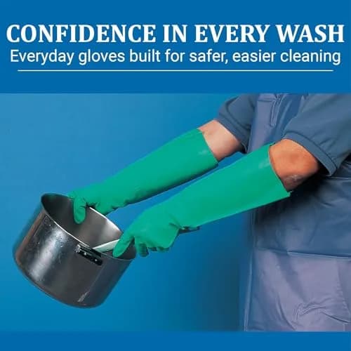 San Jamar Nitrile Dishwashing Gloves Small | Heat-Resistant, Textured Grip, Cotton Lining thumbnail 5
