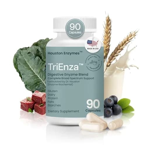 Houston Enzymes TriEnza Digestive Enzymes 90 Capsules | Supports Protein, Carb, Fat Digestion thumbnail 1