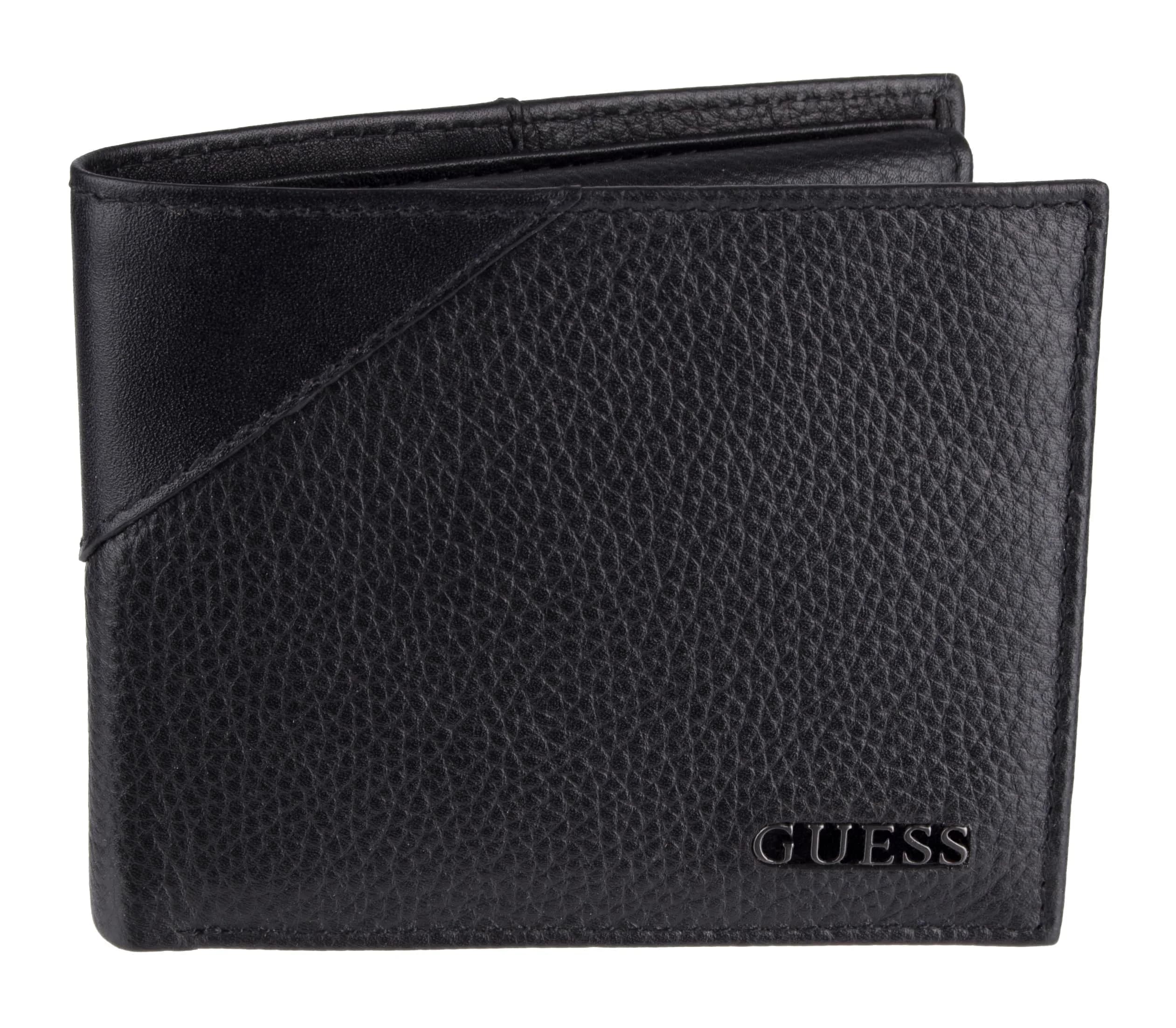 GUESS Mens Slim Leather Bifold Wallet Brown Quattro G | Fashionable, RFID Protected, Compact (70-120 chars) — Black