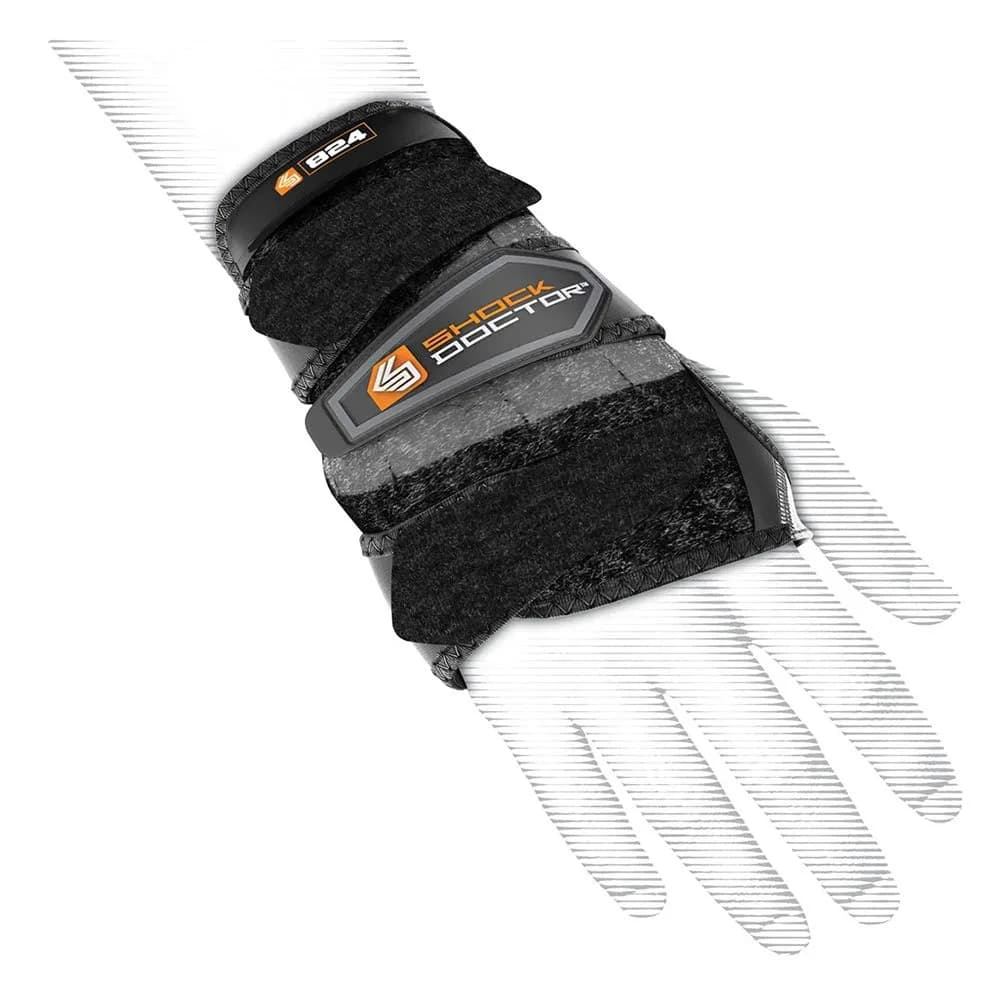 Shock Doctor Wrist 3-Strap Support Left Small | Moderate Hyperextension & Carpal Tunnel Relief — Black / Right: Small