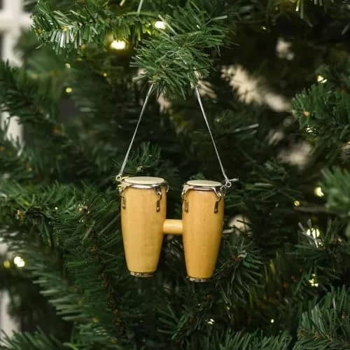Broadway Gifts Natural Brown Wood & Brass Double Conga Drum Ornament | Realistic Musician Decor thumbnail 9