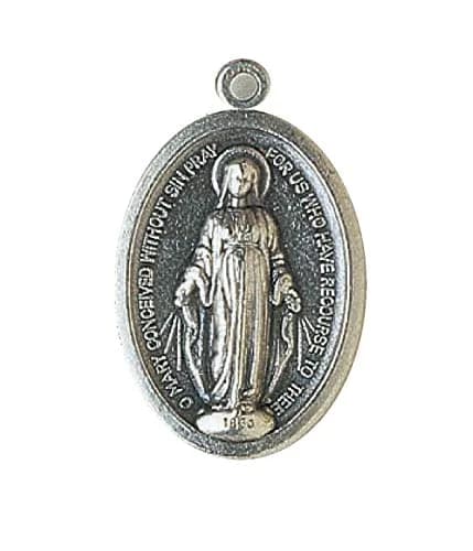 bomap Miraculous Medal - 10 Pack, Silver, Classic, Religious, Devotional | Oxidised Our Lady Medal, 2.2cm thumbnail 2