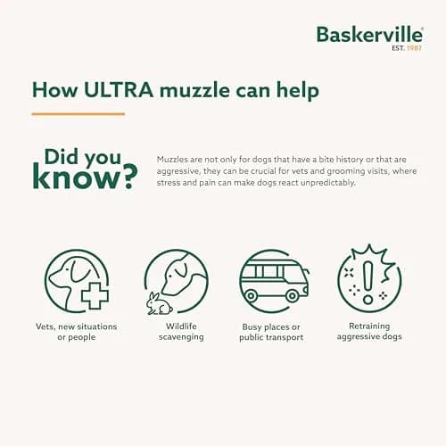 Baskerville ULTRA Dog Muzzle Size 3 | Humane Fit for Reactive Dogs, Adjustable & Padded thumbnail 4