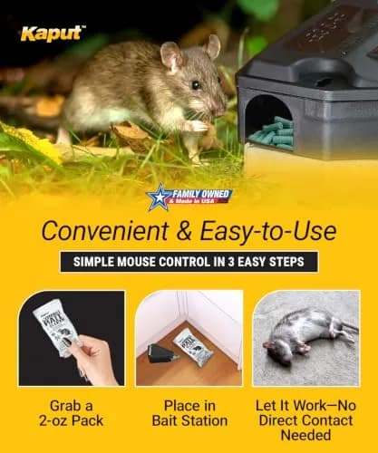 Kaput Combo Bait Pellets Rat & Flea Killer with Warfarin & Imidacloprid, 64 oz (32 x 2oz Place Packs) | EPA Registered Rodenticide thumbnail 4