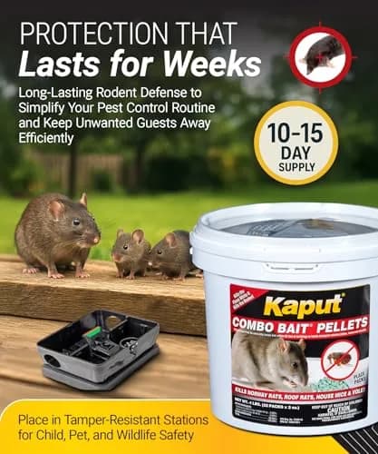 Kaput Combo Bait Pellets Rat & Flea Killer with Warfarin & Imidacloprid, 64 oz (32 x 2oz Place Packs) | EPA Registered Rodenticide thumbnail 6