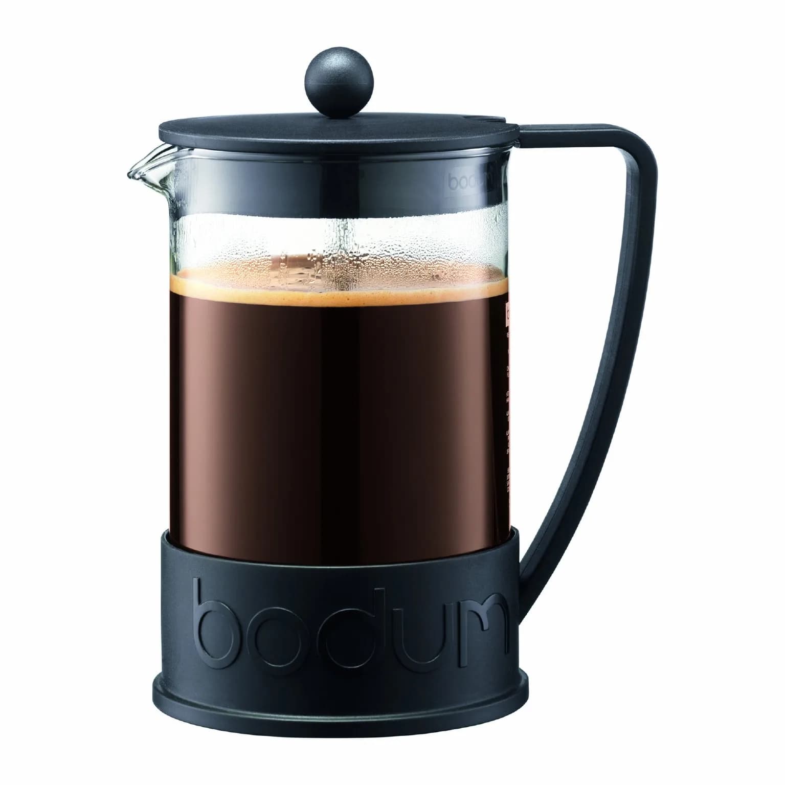 Bodum Brazil French Press Coffee Maker 350ml (12 oz) | Iconic Glass & Stainless Steel Brewer — 1.5L Black