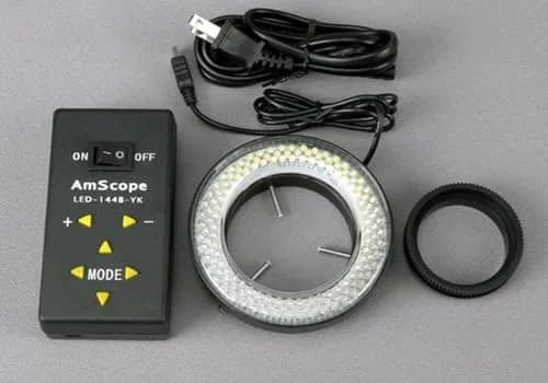 AmScope LED-144A 144-LED Microscope Ring Light with 4-Zone Control, 25mm (1") Inner Diameter | Cool Shadow-Free Illumination thumbnail 2