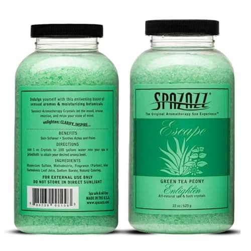 Spazazz Escape Green Tea Peony Aromatherapy Salt Crystals | Spa Salt for Relaxation & Stress Relief (22 oz) thumbnail 2