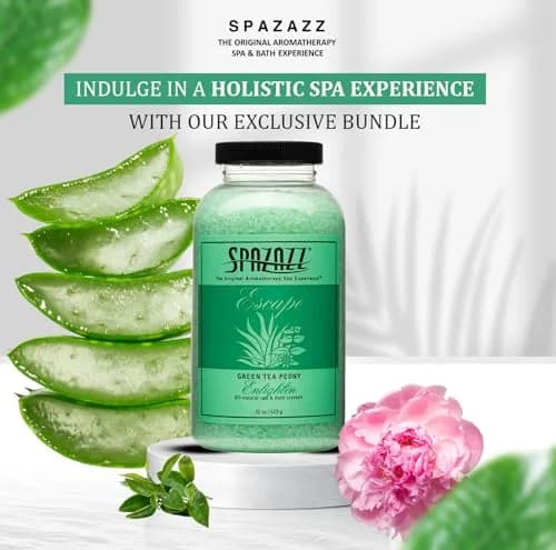 Spazazz Escape Green Tea Peony Aromatherapy Salt Crystals | Spa Salt for Relaxation & Stress Relief (22 oz) thumbnail 4