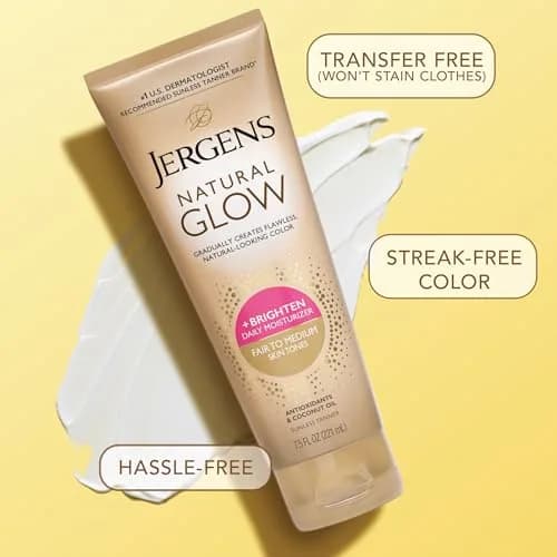 Jergens Natural Glow Self Tanner Body Lotion Fair to Medium Skin Tone 222ml (7.5 Fl Oz) | Gradual Color Build thumbnail 6