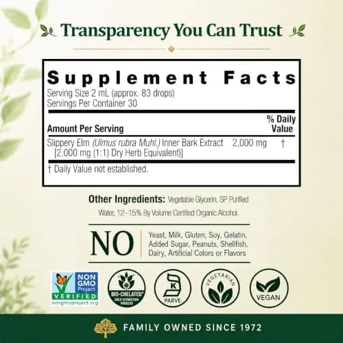 Nature's Answer Slippery Elm Extract 2000 mg | Supports Digestion & Skin, 2 fl oz (60 ml) thumbnail 4