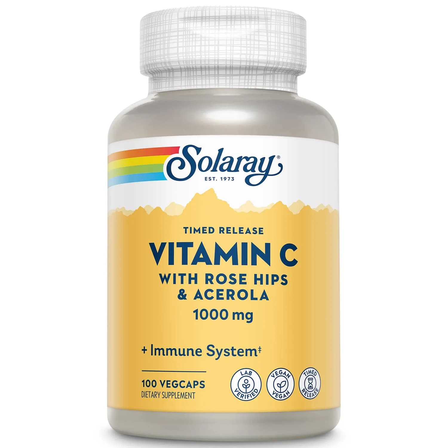 SOLARAY Vitamin C 1000mg - Time Release Capsules with Rose Hips & Acerola | All-Day Immune Support - main product image