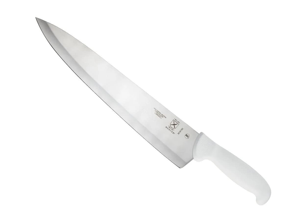 Mercer Culinary Ultimate White 8 Inch Wavy Edge Offset Utility Knife | High-Carbon Japanese Steel — White / 12" / Chef's Knife 12 Inch