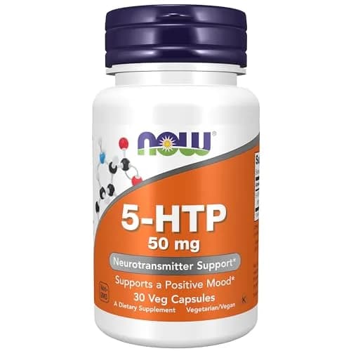 NOW 5-HTP (5-hydroxytryptophan) 50 mg 30 Veg Caps | Supports Positive Mood & Neurotransmitter Function thumbnail 1