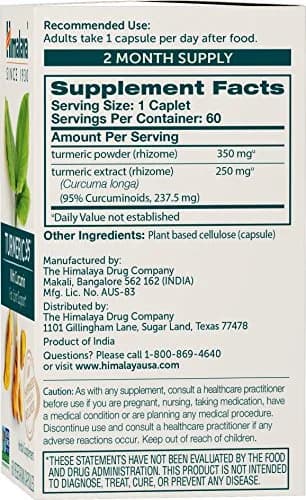 Himalaya Turmeric 95 Curcumin Supplement 600 mg | Supports Joint & Immune Health thumbnail 2