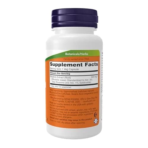 NOW Rhodiola 500 mg Adaptogenic Herb 60 Veg Caps | Supports Stress Adaptation & Energy thumbnail 2
