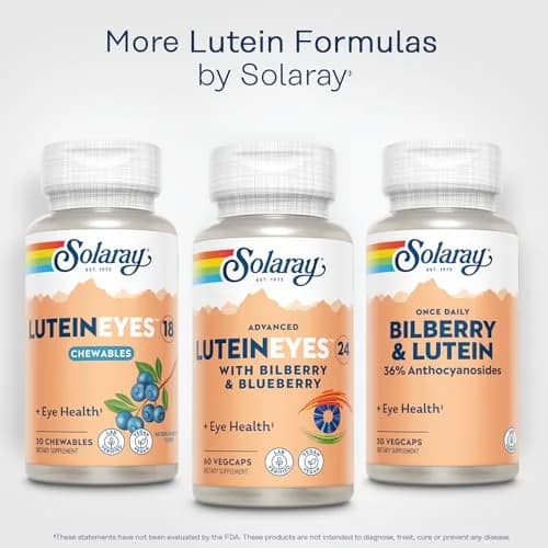 SOLARAY Advanced Lutein 24 mg with Zeaxanthin, Blueberry & Bilberry Extract | Vegan Eye Support Supplement, 60 VegCaps thumbnail 6