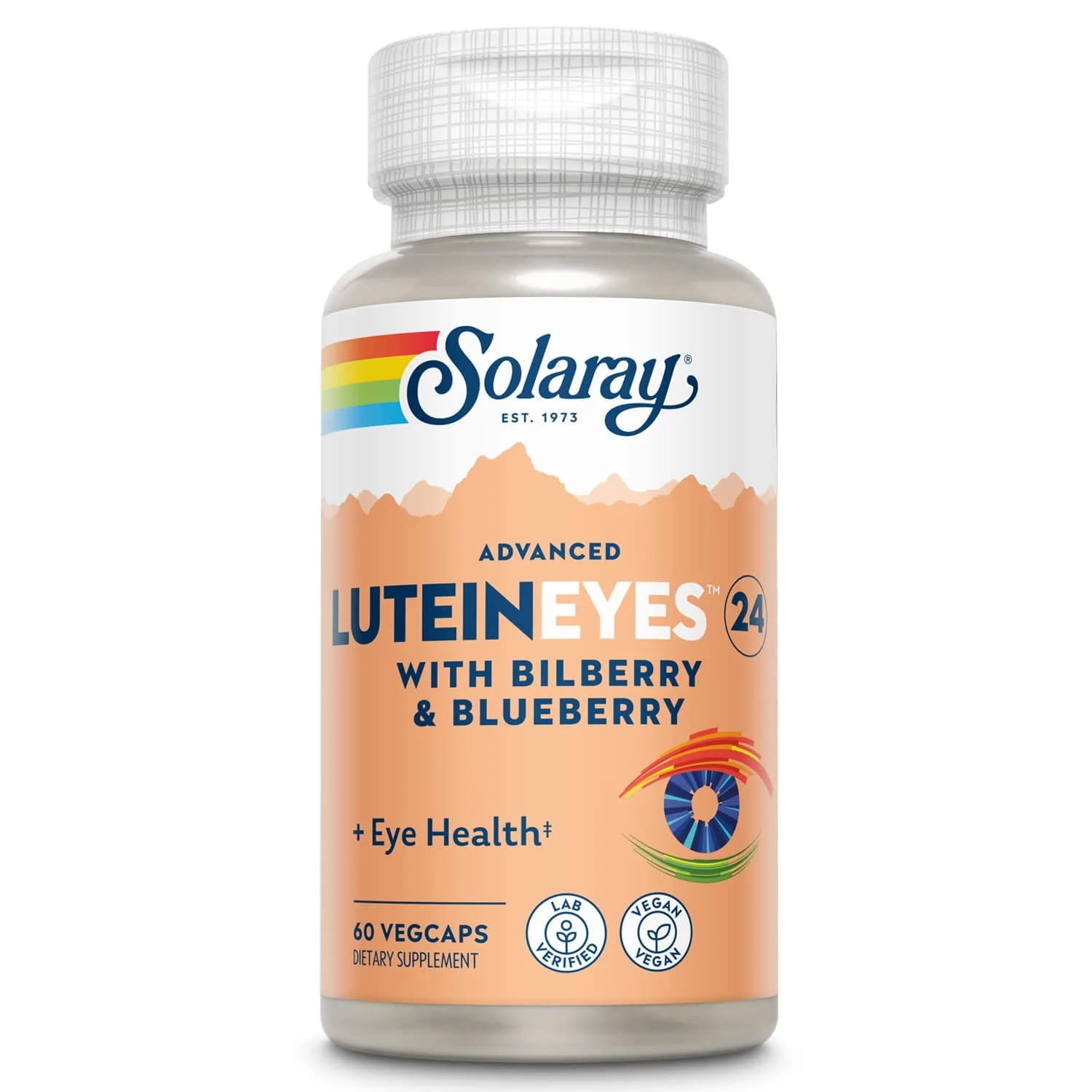 SOLARAY Advanced Lutein 24 mg with Zeaxanthin, Blueberry & Bilberry Extract | Vegan Eye Support Supplement, 60 VegCaps - main product image