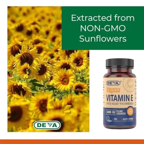 DEVA Vegan Natural Source Vitamin E 400IU with Mixed tocopherols | Soy-Free, Non-GMO, Vegan, 90 Veg Caps (Pack of 2) thumbnail 6