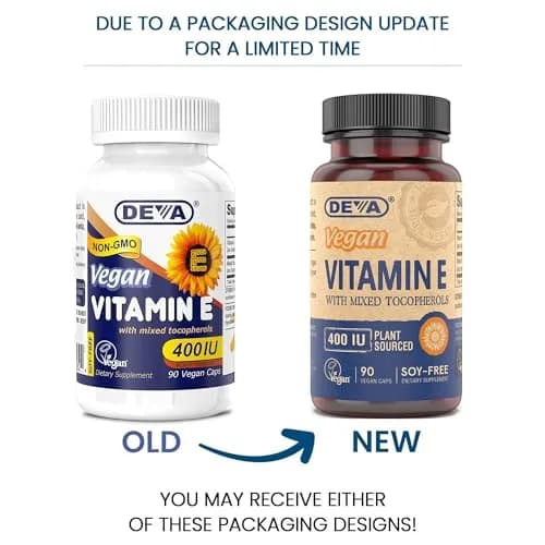 DEVA Vegan Natural Source Vitamin E 400IU with Mixed tocopherols | Soy-Free, Non-GMO, Vegan, 90 Veg Caps (Pack of 2) thumbnail 2