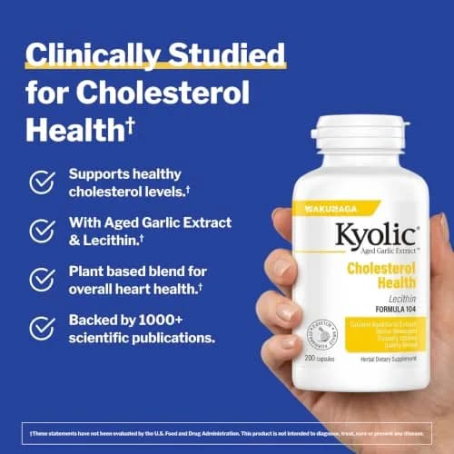 Kyolic Aged Garlic Extract Cholesterol Health Formula 104, 200 Capsules | Supports Healthy Cholesterol Levels & Cardiovascular Health thumbnail 2