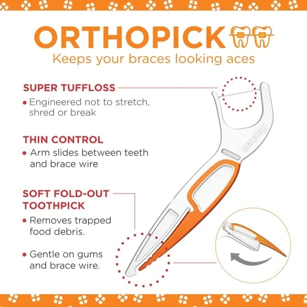 Plackers Orthopick Flosser for Braces 36 Count (Pack of 2) | Effective Plaque Removal for Braces thumbnail 14