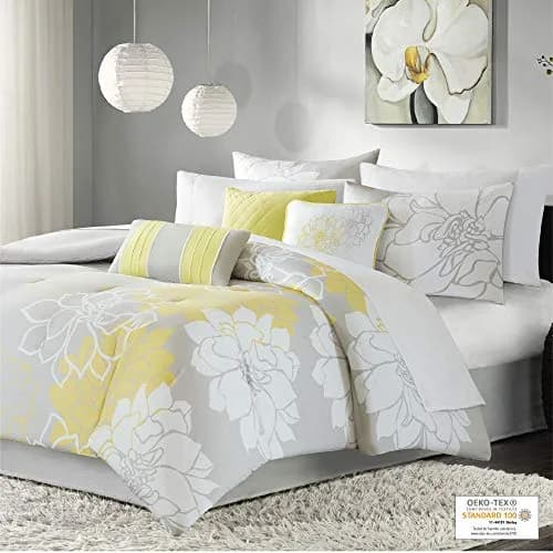 Madison Park Lola Sateen Cotton Comforter Set-King | All Season Floral Bedding with Hypoallergenic Fill thumbnail 2