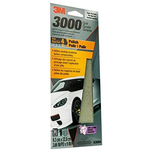 3M Performance 3000 Grit Sandpaper Sheet 9.5cm x 22.9cm (3-2/3 in x 9 in) | Polishes Clear Coat & Paint thumbnail 2
