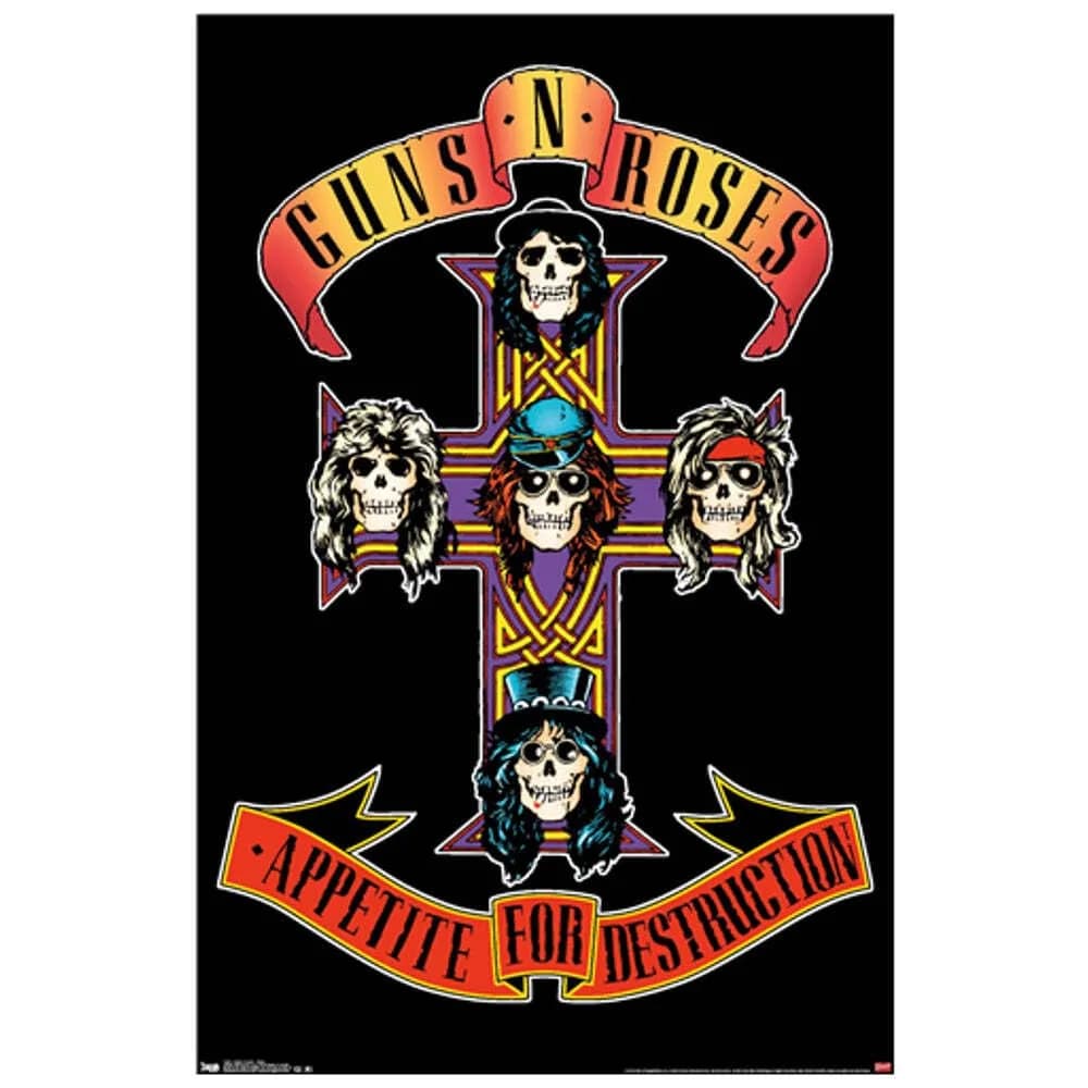 Trends International Guns N' Roses - Cross Wall Poster 56.8cm x 56.8cm (22.375" x 34") | Officially Licensed Rock Band Art - main product image