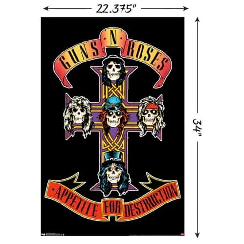 Trends International Guns N' Roses - Cross Wall Poster 56.8cm x 56.8cm (22.375" x 34") | Officially Licensed Rock Band Art thumbnail 3