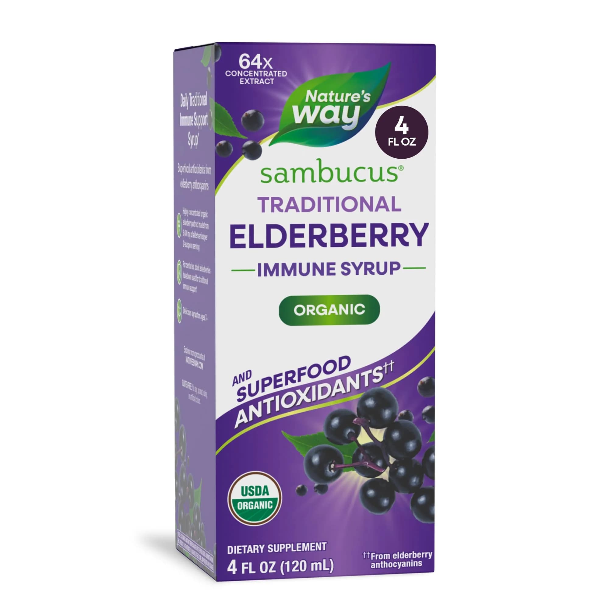 Nature's Way Sambucus Organic Elderberry Syrup 118ml (4 Fl Oz) | Traditional Immune Support - main product image